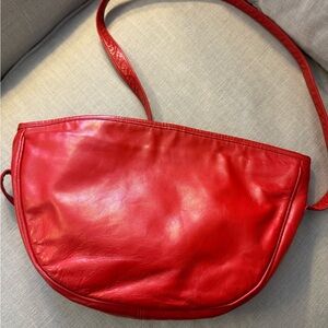 Vintage Halston Red Leather Shoulder Bag
